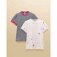 Joules 2 Pack Pure Cotton Printed T-Shirts Multi