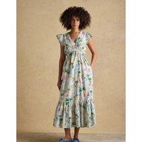 Joules Pure Cotton Printed Maxi Tiered Dress Multi