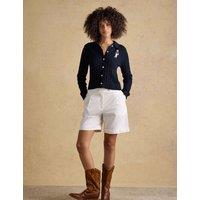 Joules Pure Cotton Cable Knit Collared Cardigan Navy Mix