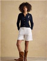 Joules Pure Cotton Cable Knit Collared Cardigan Navy Mix