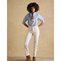 Joules Pure Cotton Striped Frill Detail Blouse Blue Mix
