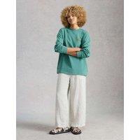 White Stuff Cotton Rich Printed Sweatshirt Teal Mix