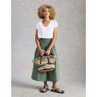 White Stuff Linen Blend Lace Trim T-Shirt White