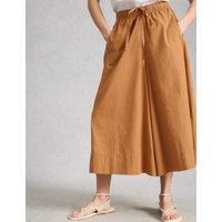 White Stuff Pure Cotton Wide Leg Cropped Trousers Tan