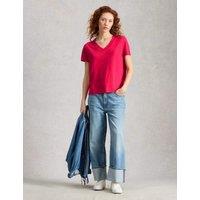 White Stuff Pure Linen V-Neck T-Shirt Pink