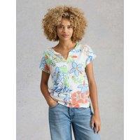 White Stuff Pure Cotton Printed T-Shirt White Mix