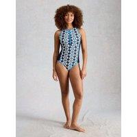 White Stuff Printed Padded Zip Detail Swimsuit Navy Mix