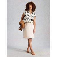 White Stuff Denim Knee Length A-Line Skirt Natural