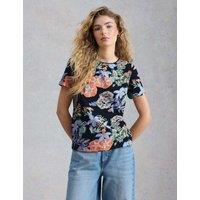 White Stuff Pure Cotton Floral T-Shirt Navy Mix