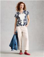 Pure Cotton Floral Striped T-Shirt