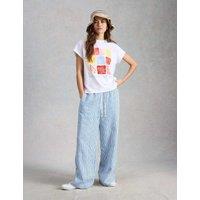White Stuff Pure Cotton Printed T-Shirt White Mix