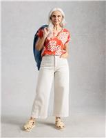 White Stuff Pure Cotton Printed T-Shirt Green Mix