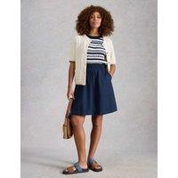 White Stuff Linen Rich Mini A-Line Skirt Navy