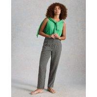 White Stuff Pure Linen Printed Tapered Trousers Black Mix