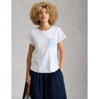 White Stuff Pure Cotton Embroidered T-Shirt White Mix