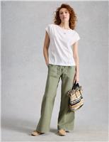 White Stuff Pure Cotton Broderie T-Shirt White