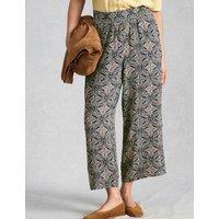 White Stuff Printed Textured Wide Leg Culottes Navy Mix