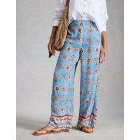 White Stuff Floral Wide Leg Trousers Blue Mix