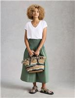 White Stuff Linen Blend Lace Trim T-Shirt Navy