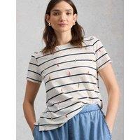 White Stuff Pure Cotton Striped T-Shirt White Mix