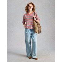 White Stuff Pure Cotton Striped T-Shirt Red Mix
