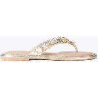 Carvela Metallic Embellished Flat Toe Thong Sandals Gold Mix