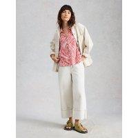 White Stuff Pure Cotton Geometric Sleeveless Shirt Pink Mix