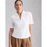 White Stuff Pure Cotton Jersey Collared Shirt White