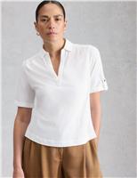 White Stuff Pure Cotton Jersey Collared Shirt White