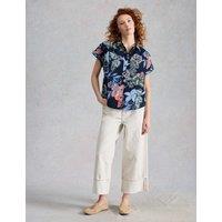 White Stuff Pure Cotton Embroidered Shirt Navy Mix