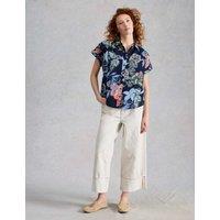 White Stuff Pure Cotton Embroidered Shirt Navy Mix