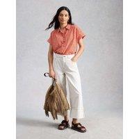 White Stuff Pure Cotton Embroidered Shirt Red Mix