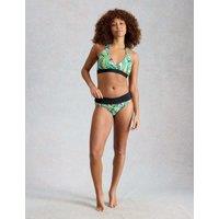 White Stuff Printed Reversible Halterneck Bikini Top Green Mix