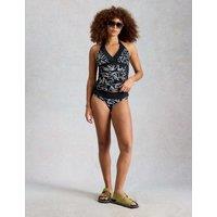 White Stuff Printed Reversible Roll Top Bikini Bottoms Black Mix
