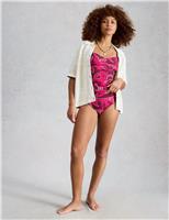 White Stuff High Waisted Bikini Bottoms Green Mix