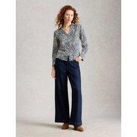 White Stuff Pure Cotton Jersey Floral Shirt Navy Mix