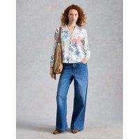 White Stuff Pure Cotton Jersey Floral Shirt Ivory Mix