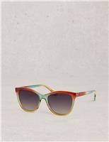White Stuff Round Cat Eye Sunglasses Orange Mix