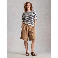 White Stuff Pure Cotton Pointelle Knitted T-Shirt White Mix