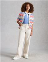 Pure Cotton Striped Pointelle Cardigan