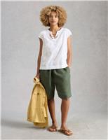 White Stuff Pure Cotton Embroidered Notch Neck Blouse White