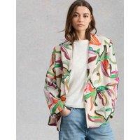 White Stuff Pure Linen Relaxed Double Breasted Blazer Natural Mix