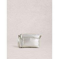White Stuff Leather Metallic Mini Cross Body Bag Silver