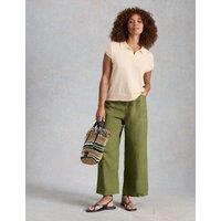 White Stuff Cotton Rich Top With Linen Natural