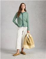 Pure Cotton Striped Crew Neck Cardigan