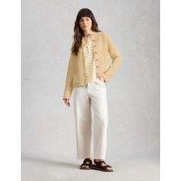 White Stuff Pure Cotton Textured Cardigan Yellow
