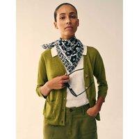 White Stuff Cotton Rich V-Neck Cardigan with Linen Green