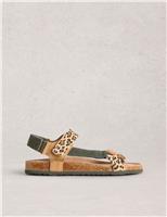 White Stuff Riptape Ankle Strap Flat Footbed Sandals Brown Mix