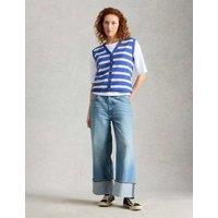 White Stuff Cotton Rich Striped V-Neck Tank Top Blue Mix