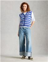 White Stuff Cotton Rich Striped V-Neck Tank Top Blue Mix